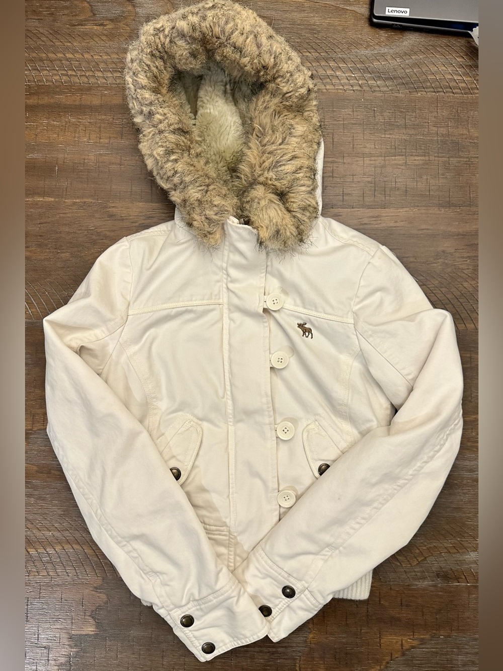 Vintage 2000’s Y2K Abercrombie & Fitch fur hooded jacket Youth large #winterjack